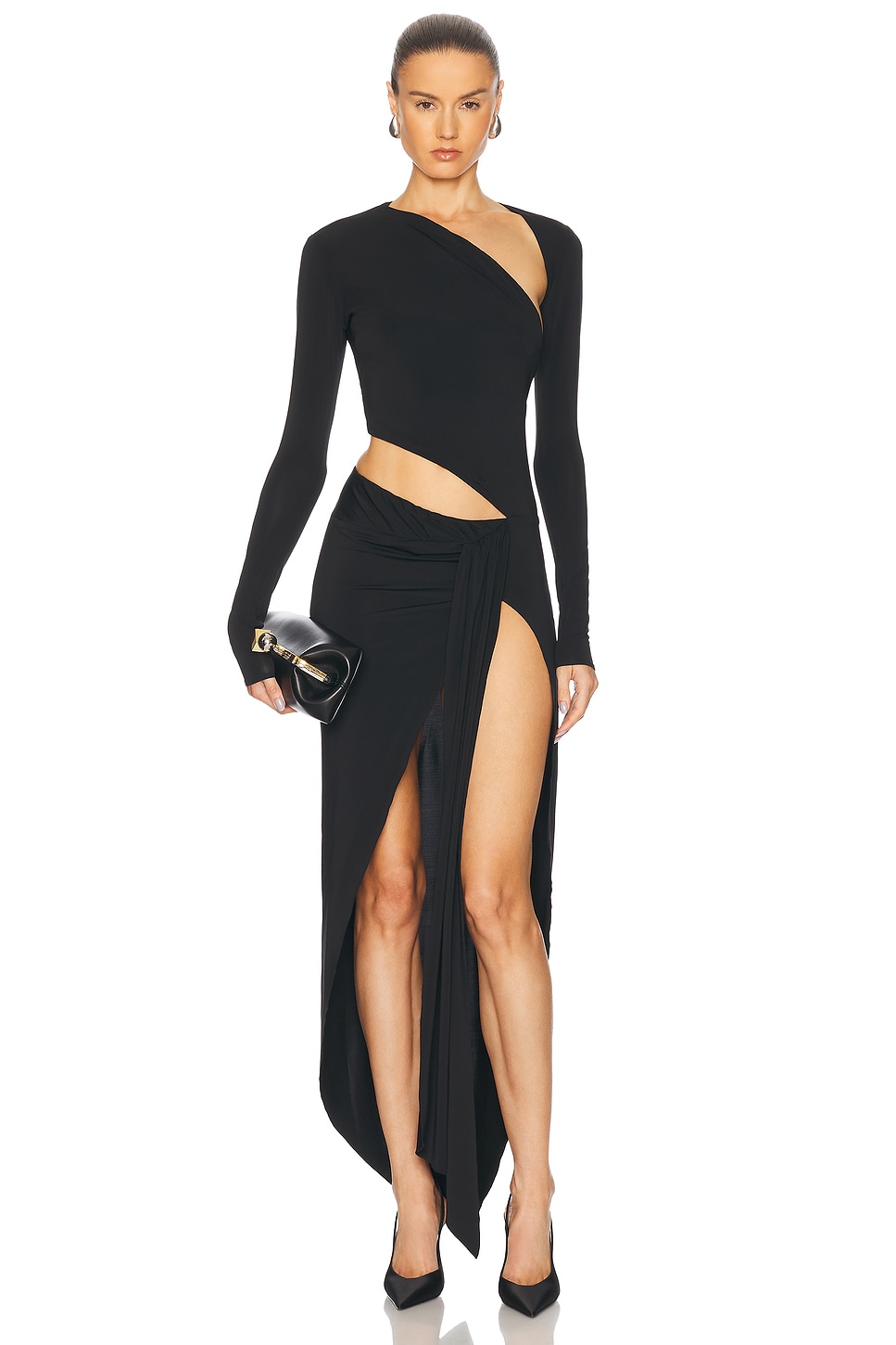 Asymmetrical Maxi Dress in Black