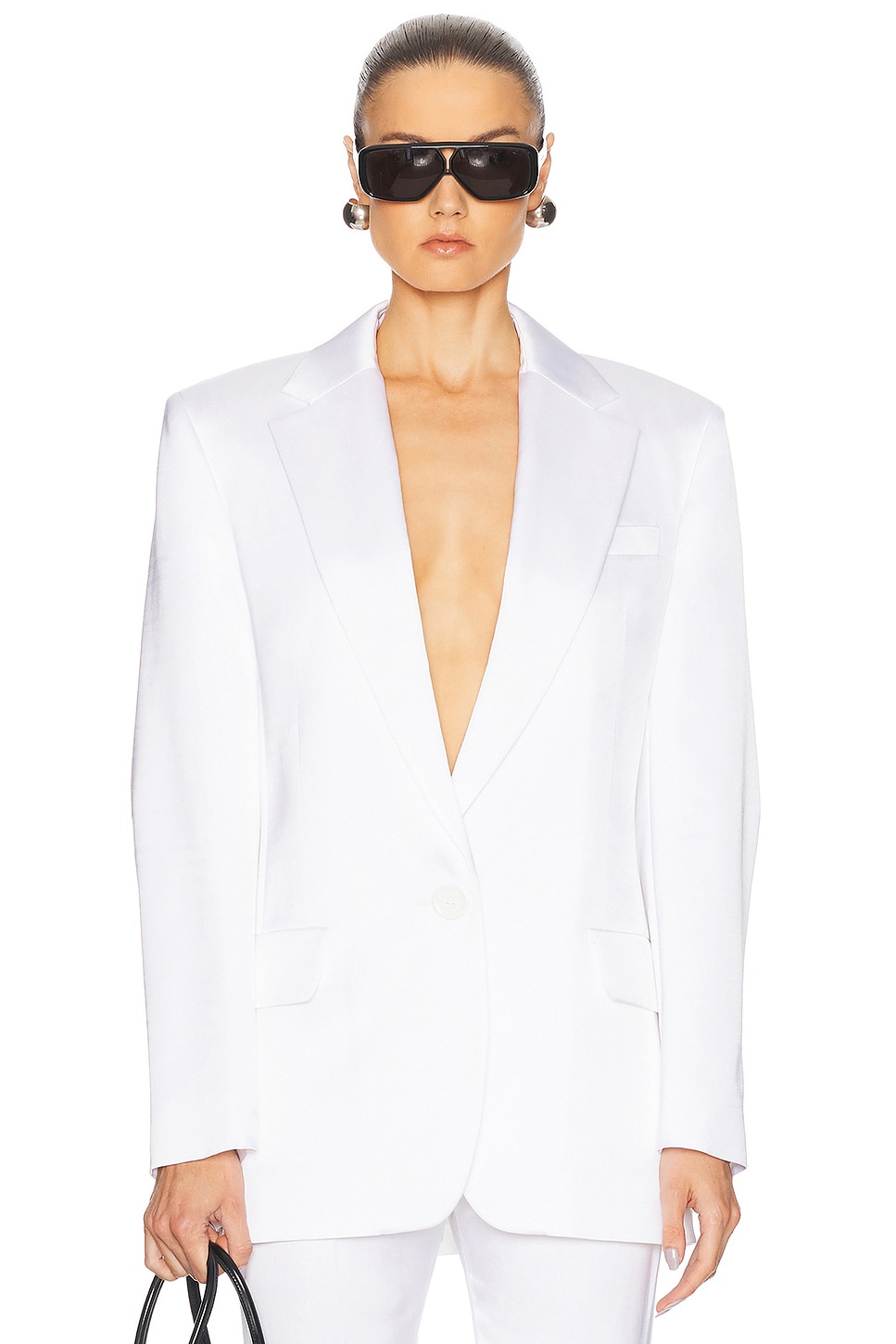 Satin Taiiloring Blazer in White