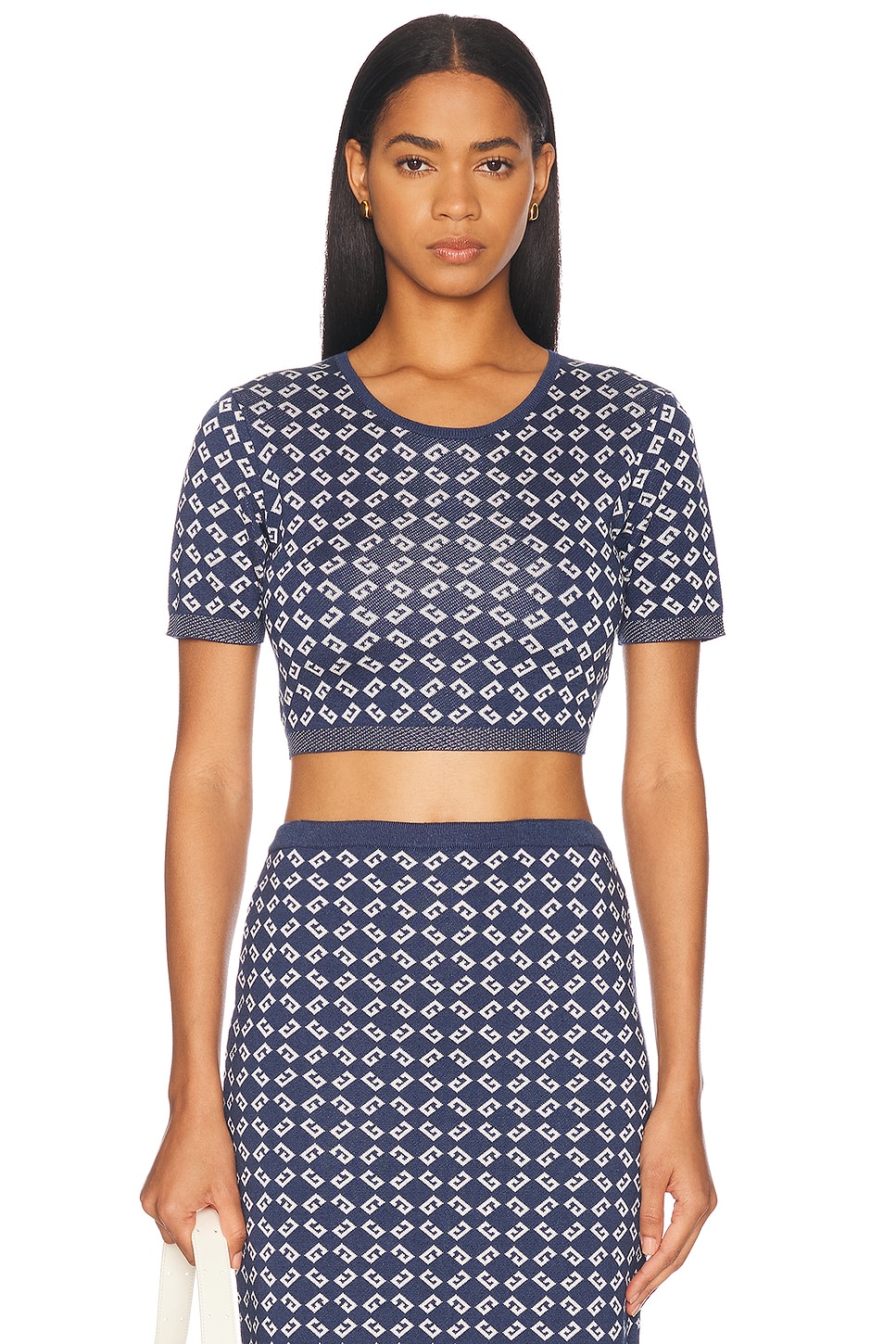 Shop Givenchy Cropped Crewneck Top In Denim Blue
